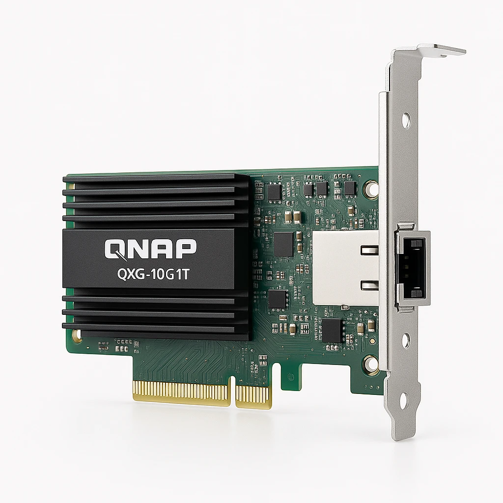 QNAP QXG-10G1T - Adaptador de red - PCIe 3.0 x4 perfil bajo - 10Gb Ethernet x 1 - para QNAP QGD-1600, TS-1232, 253, 453, 473, 832, 853, 877, 977, TVS-2472, 473, 673, 872, 873