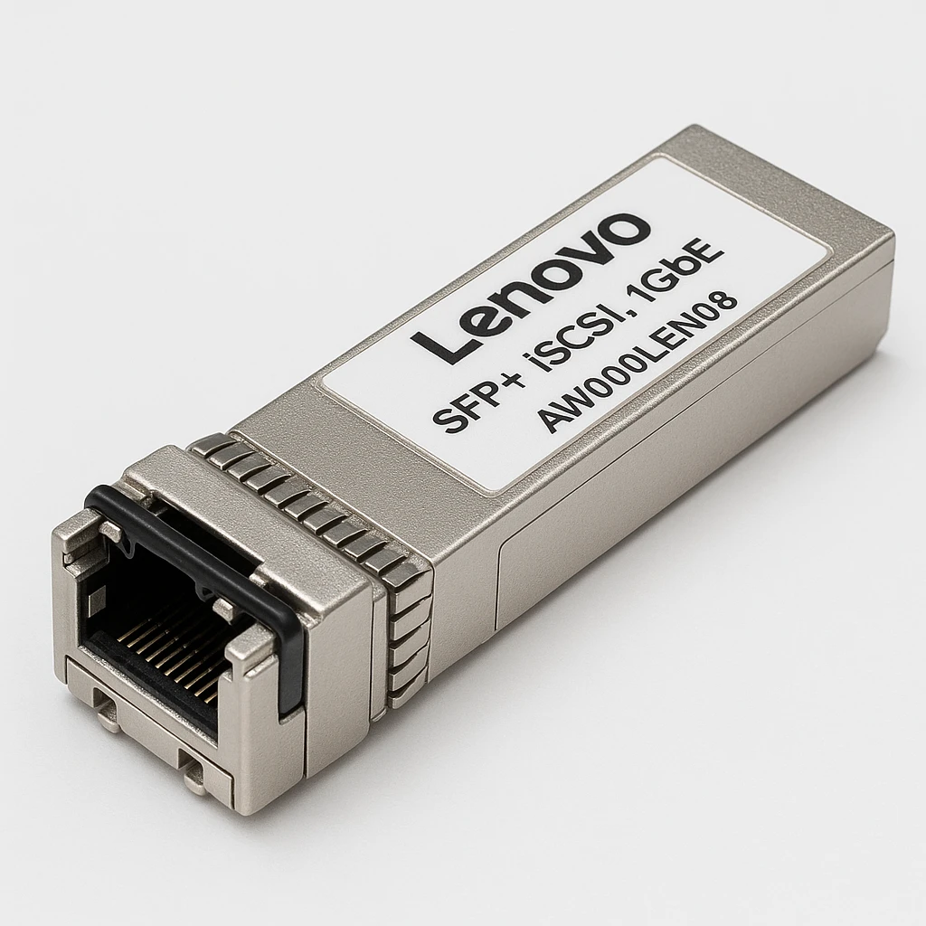 Lenovo - Módulo de transceptor SFP+ - iSCSI, 1GbE - RJ-45 - para ThinkSystem DE4000; DE4000H Hybrid; ThinkSystem DM Series 3U; ThinkSystem DM3000; DM5000