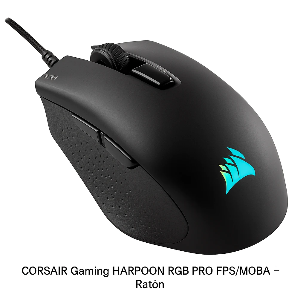 CORSAIR Gaming HARPOON RGB PRO FPS/MOBA - Ratón - óptico - 6 botones - cableado - USB - negro