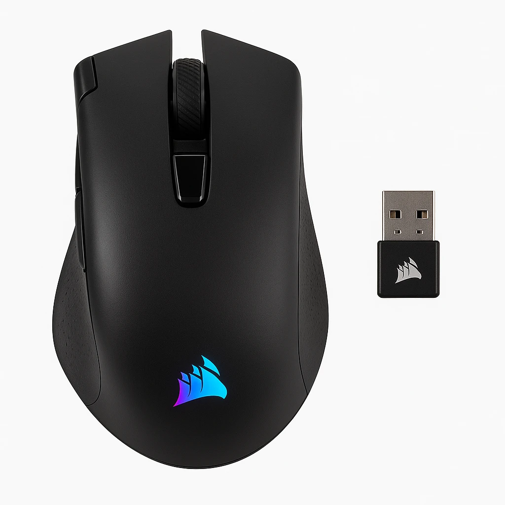 CORSAIR Gaming HARPOON RGB - Ratón - óptico - 6 botones - inalámbrico, cableado - Bluetooth, 2.4 GHz - receptor inalámbrico USB