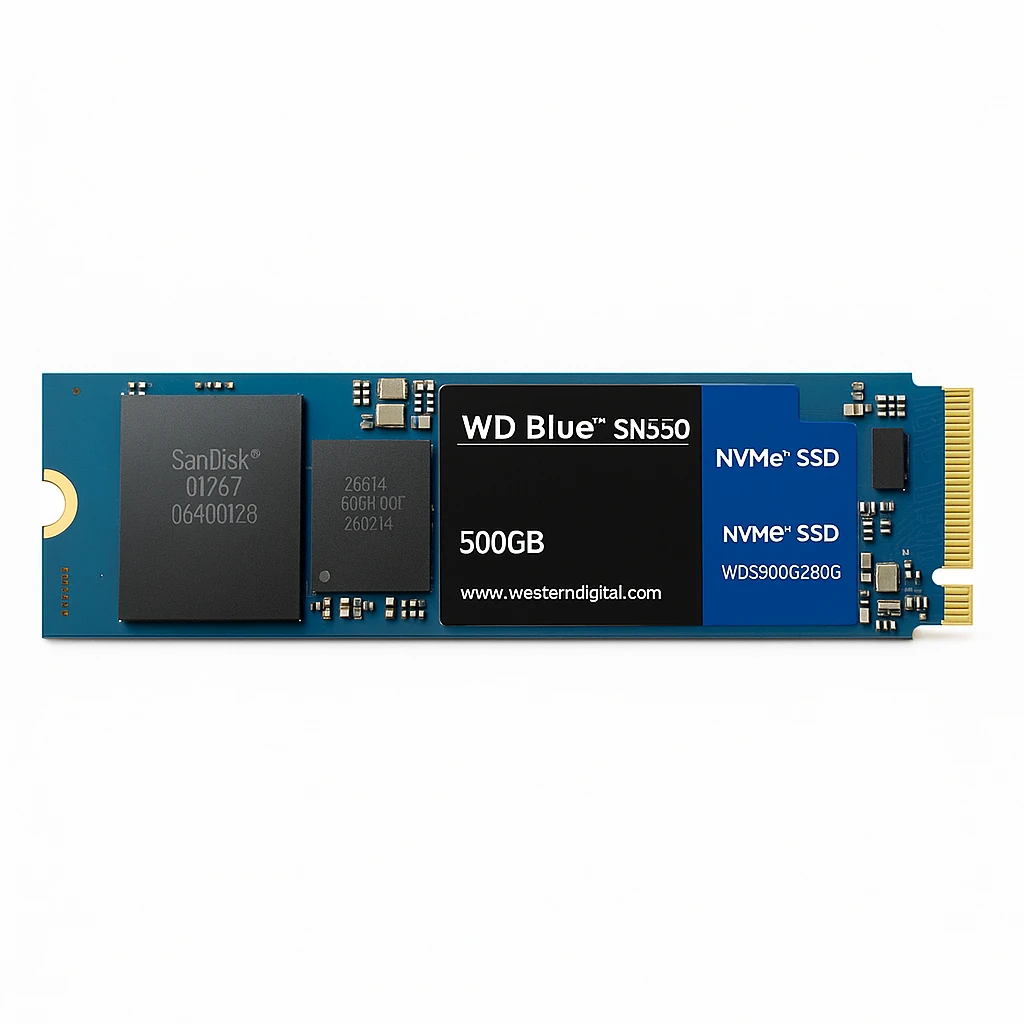 WD Blue SN550 NVMe SSD WDS500G2B0C - SSD - 500 GB - interno - M.2 2280 - PCIe 3.0 x4 (NVMe) - para Intel Next Unit of Computing 11 Essential Kit - NUC11ATKPE