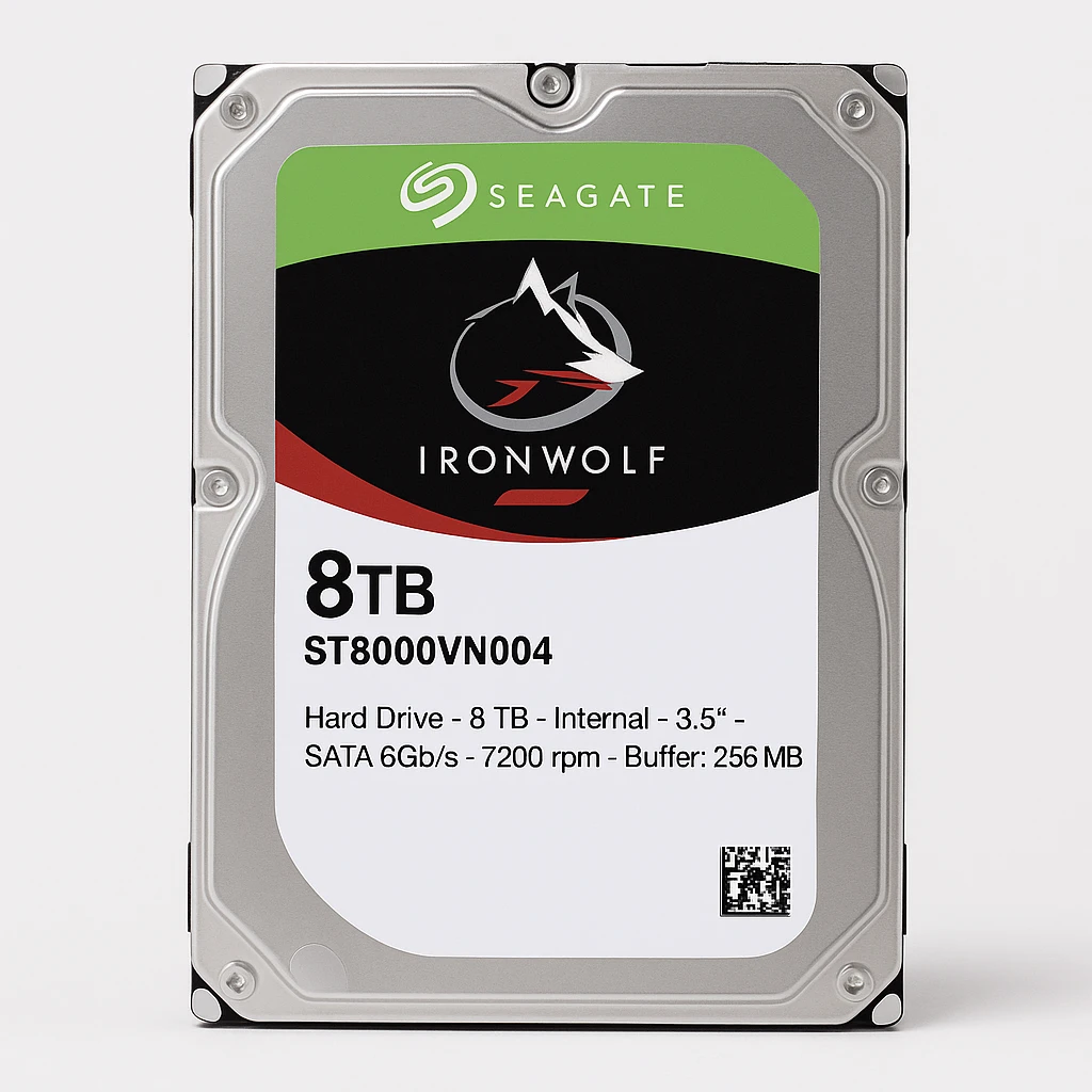 Seagate IronWolf ST8000VN004 - Disco duro - 8 TB - interno - 3.5" - SATA 6Gb/s - 7200 rpm - búfer: 256 MB