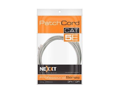Nexxt - Cable de interconexión - RJ-45 (M) a RJ-45 (M) - 90 cm - UTP - CAT 5e - moldeado, trenzado - gris