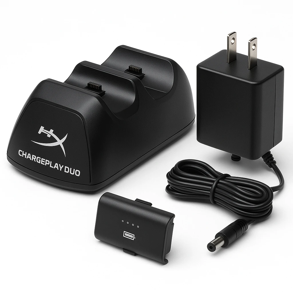 HyperX ChargePlay Duo - Estación de carga + adaptador de corriente CA + batería - 1400 mAh - 3.36 Wh - 2 conectores de salida (conector del controlador de Xbox ONE) - para Microsoft Xbox Elit