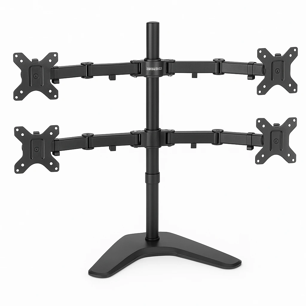 StarTech.com Brazo de Soporte VESA Articulado de 3 Monitores hasta de 27 Pulgadas - Base para Monitores de Ordenador - Base (topes, barra, placa base, travesaño, arandelas, tornillos, collar,