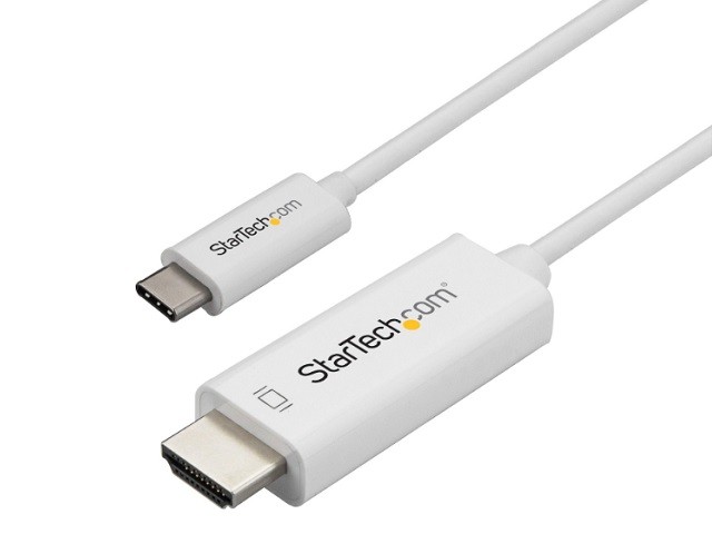 StarTech.com Cable de 1m USB C a HDMI - Cable Adaptador de Vídeo USB Tipo C a HDMI 2.0 4K de 60Hz - Compatible con Thunderbolt 3 - Portátil a Monitor HDMI - Modo Alt DP 1.2 HBR2 - Blanco (CDP