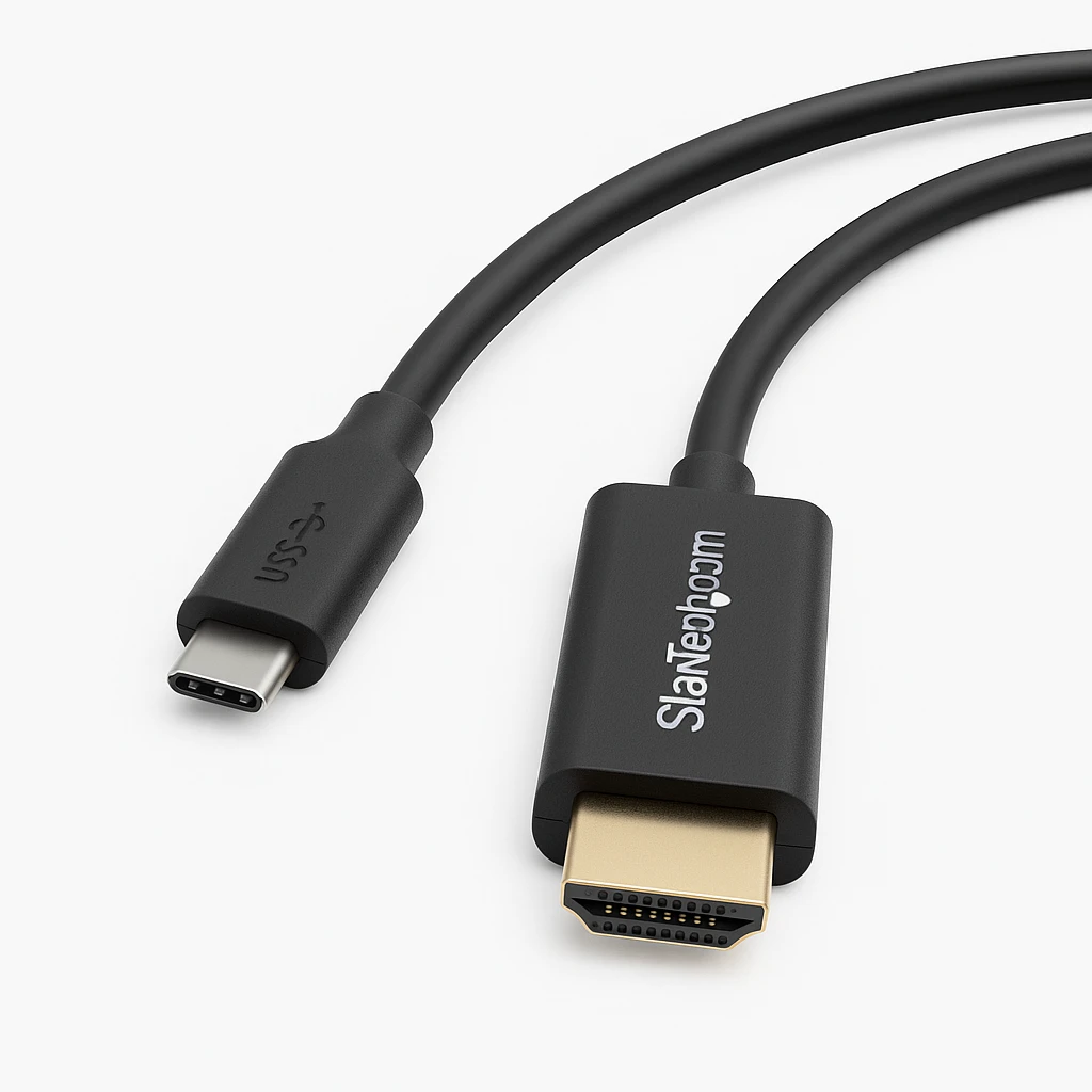 StarTech.com 6ft (2m) USB C to HDMI Cable, 4K 60Hz USB Type C to HDMI 2.0 Video Adapter Cable, Thunderbolt 3 Compatible, Laptop to HDMI Monitor/Display, DP 1.2 Alt Mode HBR2 Cable, Black - 4K