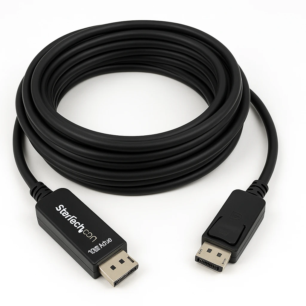 StarTech.com Cable de 10m DisplayPort Activo - Cable DisplayPort 4K Ultra HD - Cable DP a DP para Proyector/Monitor - Cable de Vídeo/Pantalla DP - Conectores DP con Pestillo (DISPL10MA) - Cab