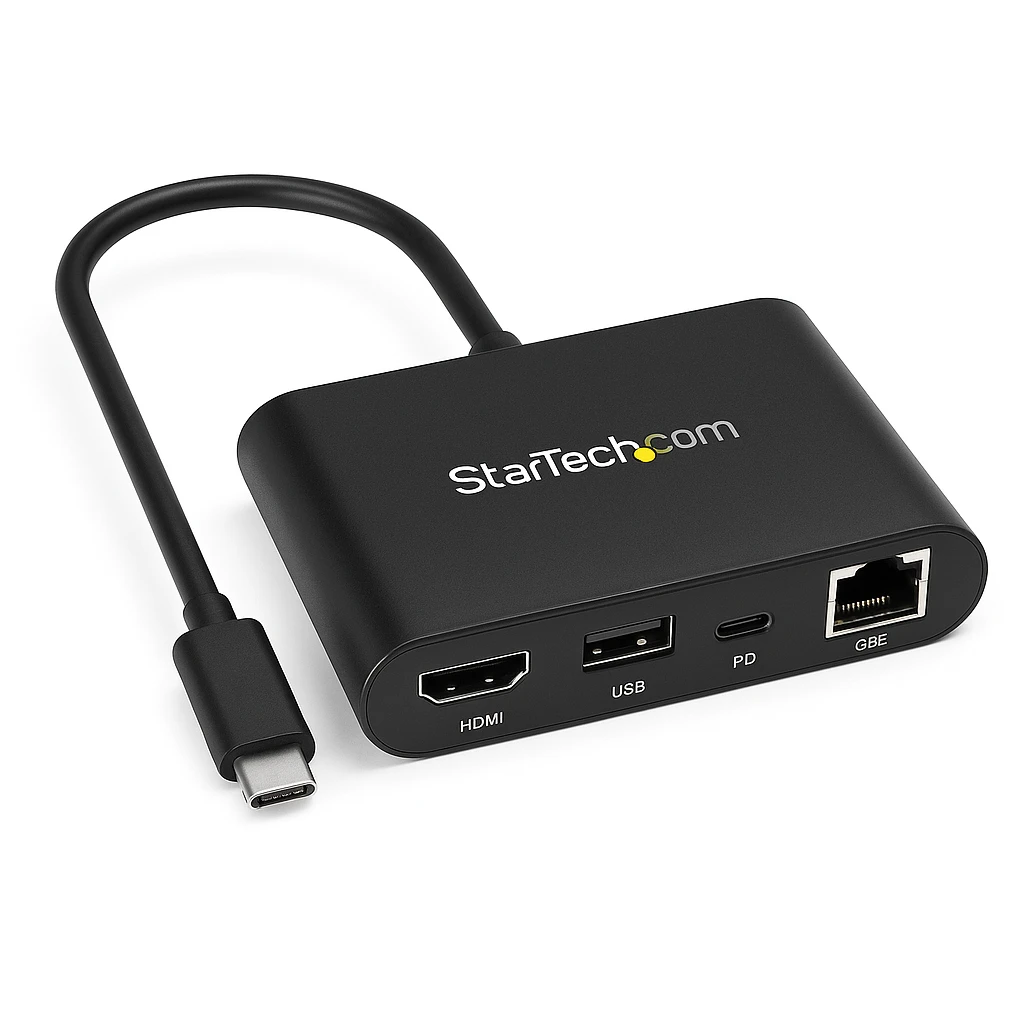 StarTech.com Adaptador Multipuertos USB-C con HDMI 1xA - 1xC - PD 3.0 de 100W - para Mac y Windows - PD 3.0 de 100W - Adaptador USB C - GbE - Estación de conexión - USB-C - 1GbE