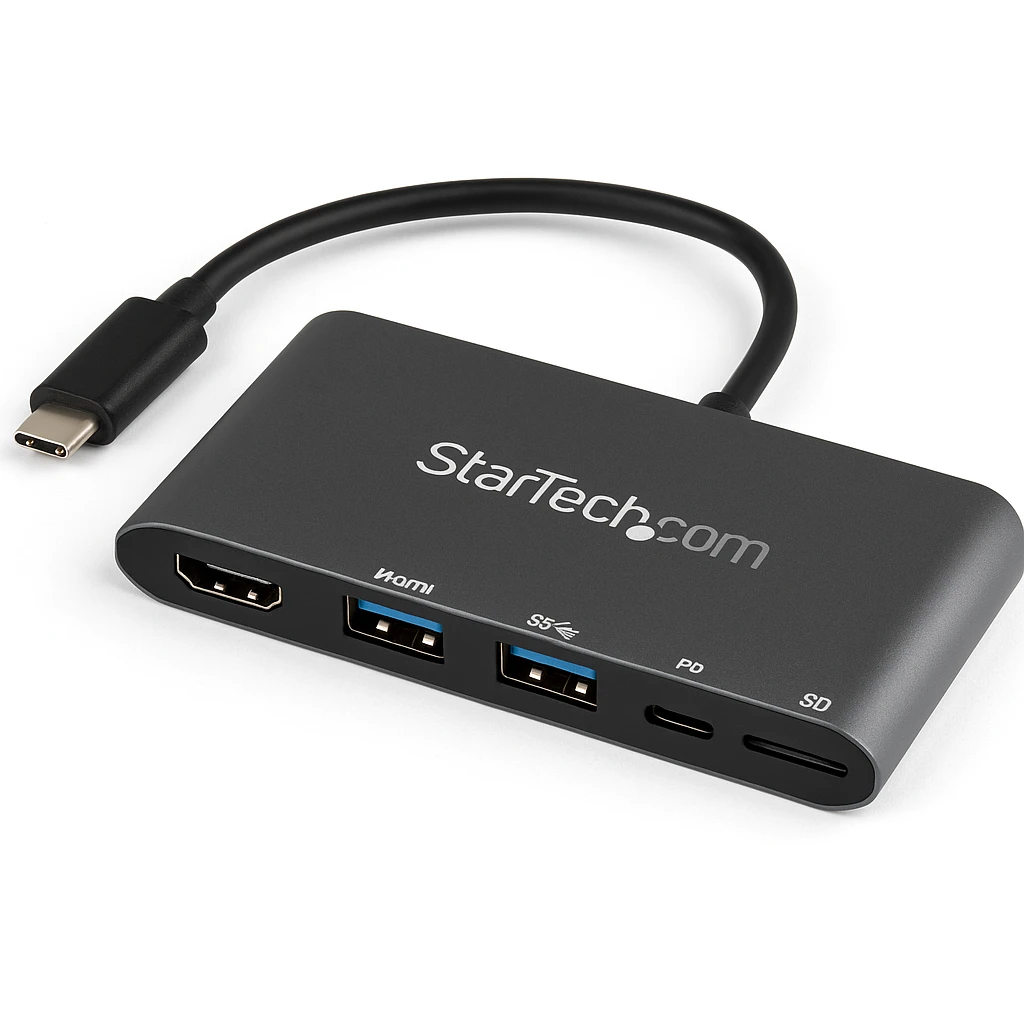 StarTech.com Adaptador Multipuertos con HDMI - 4K - Mac / Windows - Lector de Tarjetas SD - Hub USB C a USB 3.0 - 2x USB-A 1x USB-C PD 3.0 - Versión actualizada del DKT30CSDHPD (DKT30CSDHPD3)