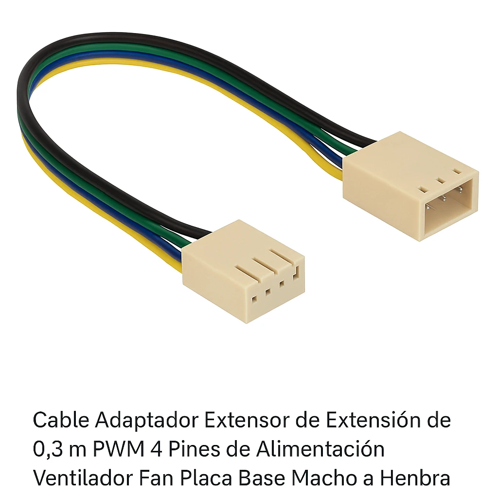 StarTech.com Cable Adaptador Extensor de Extensión de 0,3m PWM 4 Pines de Alimentación Ventilador Fan Placa Base Macho a Hembra - Cable alargador de alimentación del ventilador - PWM de 4 pat