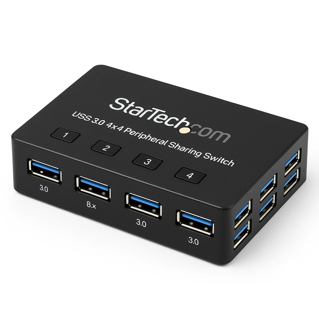 StarTech.com Switch Conmutador USB 3.0 4x4 para Compartir Dispositivos Periféricos - Hub - 8 x SuperSpeed USB 3.0 - sobremesa
