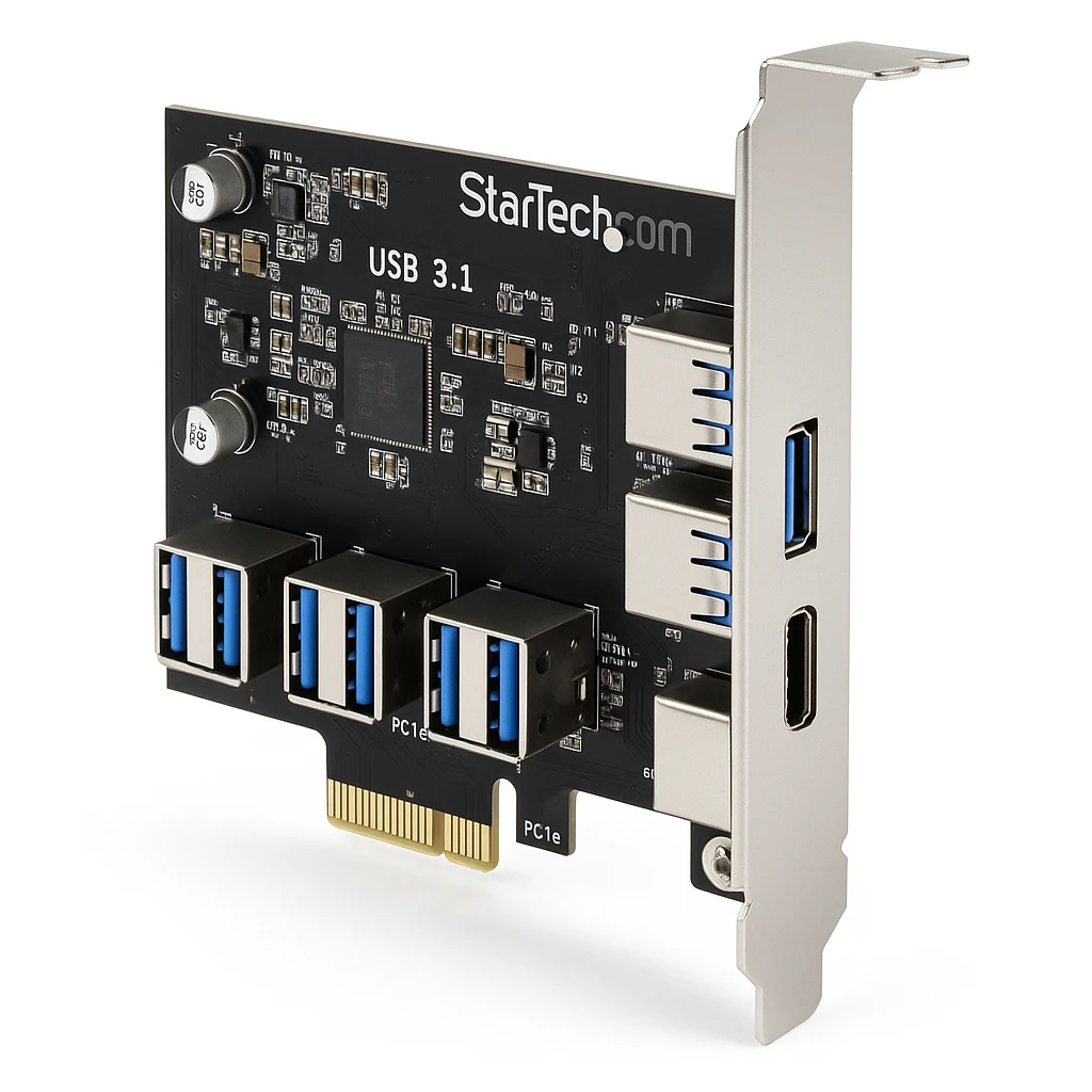 StarTech.com Tarjeta PCI Express USB 3.1 de 10 Gbps de 4 Puertos con 2 Canales Dedicados - 3x USB-A y 1x USB C - Hub Ladrón USB Interno - Adaptador USB - PCIe 3.0 x4 - USB 3.1 Gen 2 x 3 + USB
