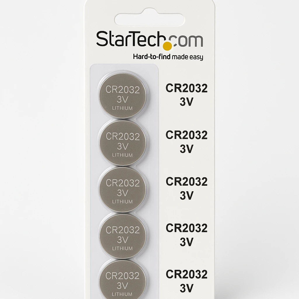StarTech.com Paquete de 5 Pilas de Litio tipo Botón clase CR2032 de 3V para Tarjeta Base - Batería - litio (paquete de 5)