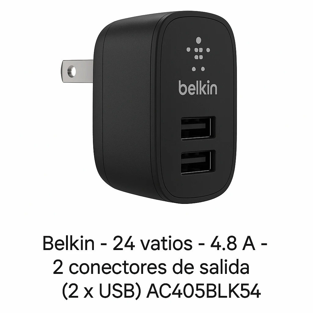 Belkin - - 24 vatios - 4.8 A - 2 conectores de salida (2 x USB)