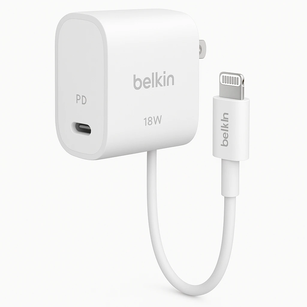 Belkin - Adaptador de corriente - 18 vatios - 3.6 A - PD (24 pin USB-C) - en el cable: Lightning - blanco
