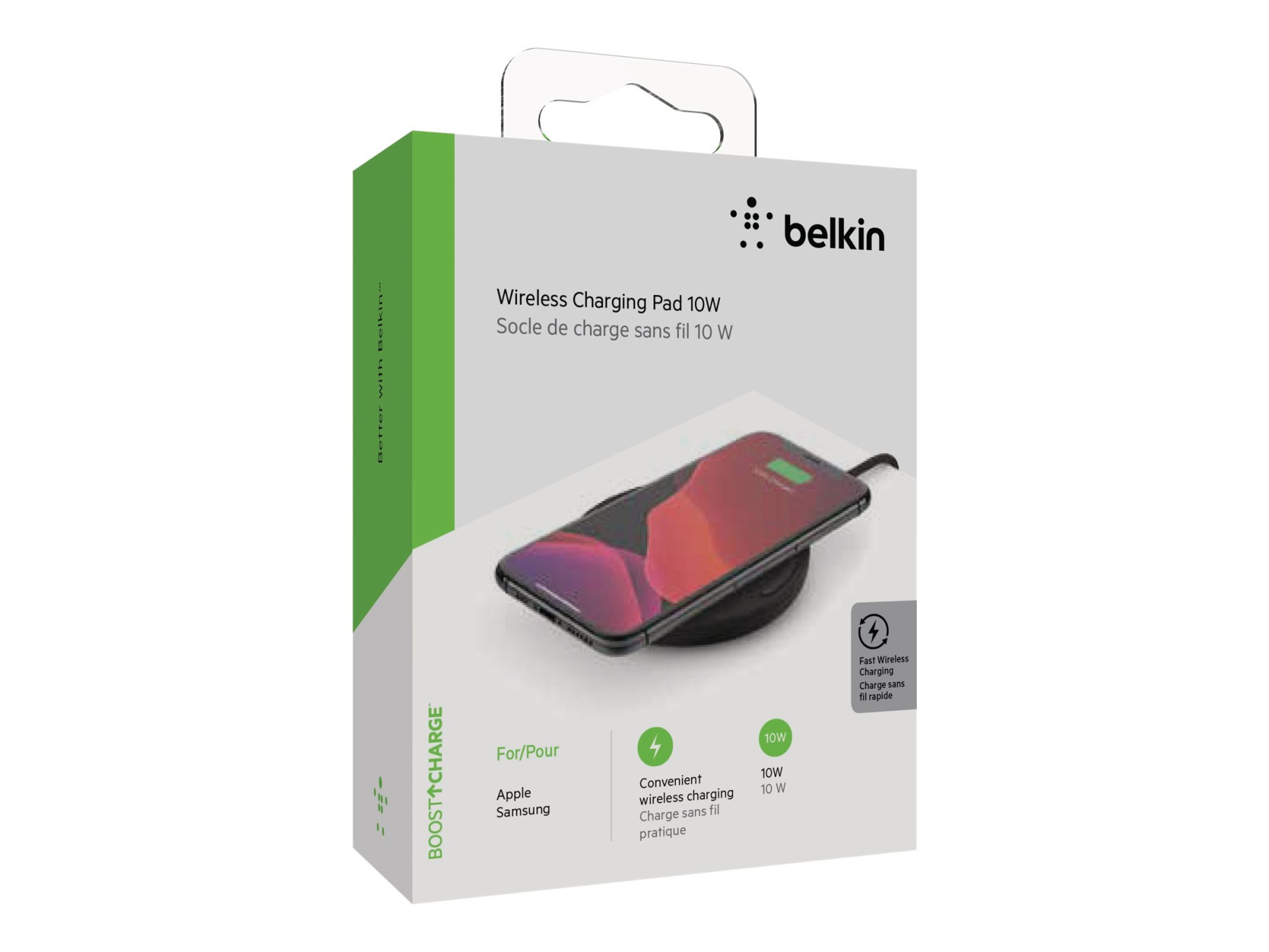 Belkin - Base de carga inalámbrica + adaptador de corriente CA - 10 vatios - negro