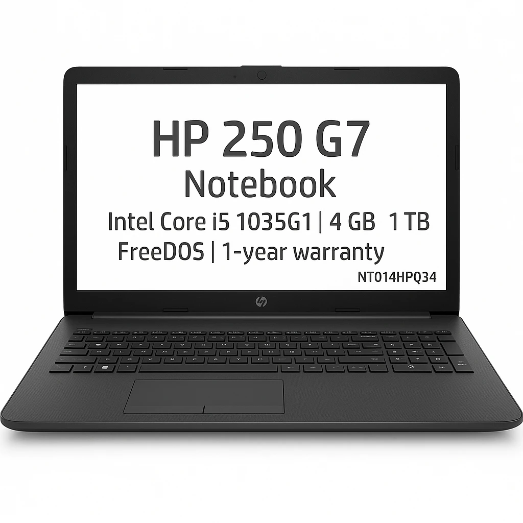 HP 250 G7 - Notebook - 15.6" - Intel Core i5 1035G1 - 4 GB - 1 TB - FreeDOS - 1-year warranty
