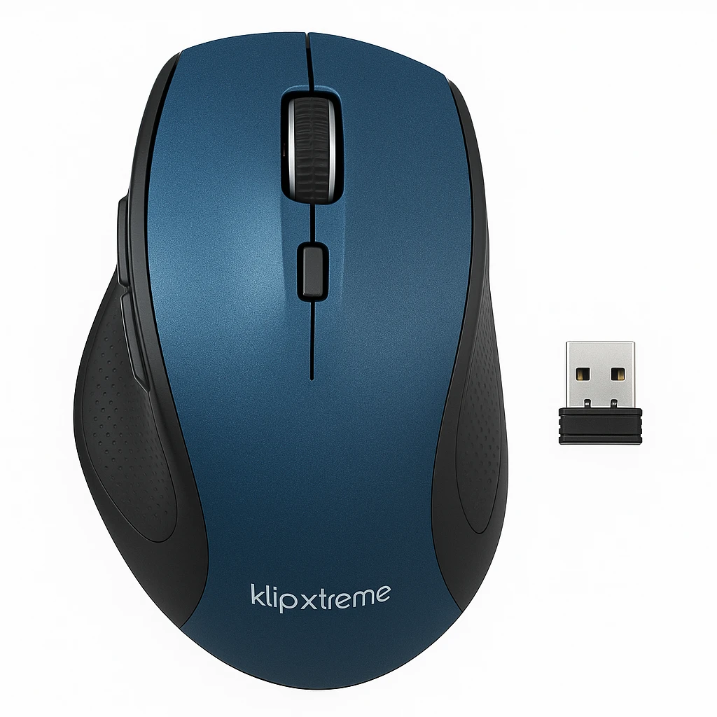 Klip Xtreme KMW-340 - Ratón - diestro - óptico - 6 botones - inalámbrico - 2.4 GHz - receptor inalámbrico USB - azul