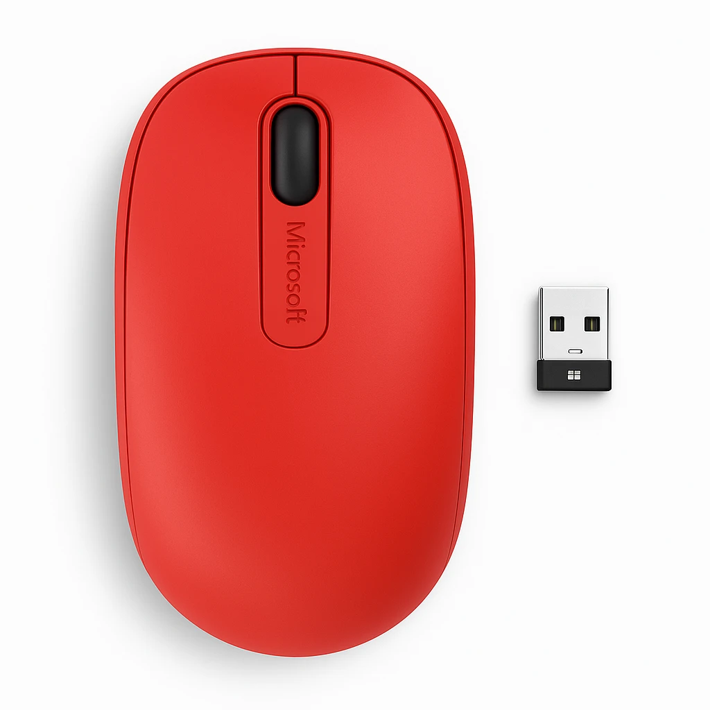Microsoft ratón móvil inalámbrico 1850 - Ratón - diestro y zurdo - óptico - 3 botones - inalámbrico - 2.4 GHz - receptor inalámbrico USB - rojo llama