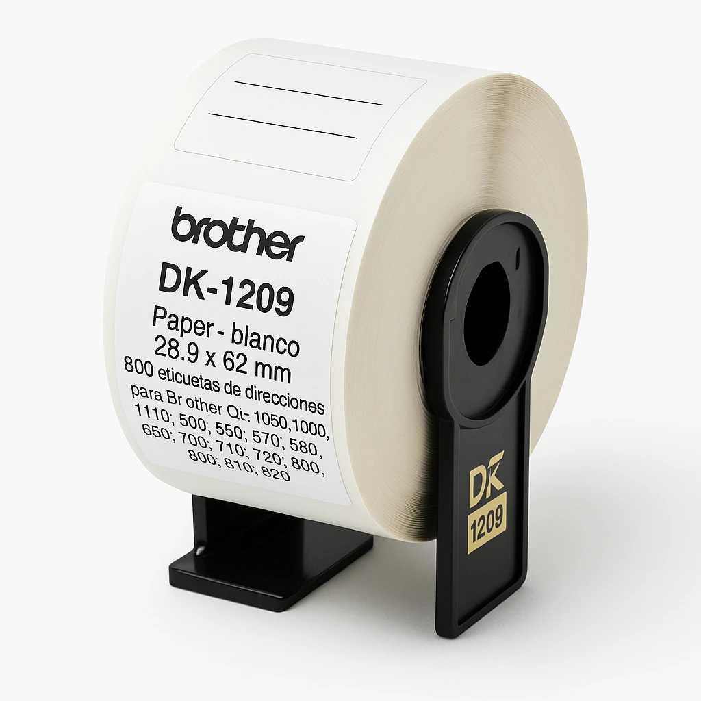 Brother DK-1209 - Papel - blanco - 28.9 x 62 mm 800 etiquetas de direcciones - para Brother QL-1050, 1060, 1100, 1110, 500, 550, 570, 580, 650, 700, 710, 720, 800, 810, 820