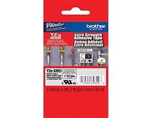 Brother TZe-S951 - Adhesivo extrarresistente - negro sobre plateado mate - rollo (2,4 cm x 8 m) 1 cinta(s) tipo laminado - para Brother PT-D600; P-Touch PT-3600, D800, E550, E800, P750, P900,