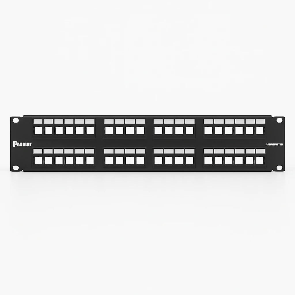 Panduit MINI-COM Modular Faceplate Patch Panels - Tablero de conexiones - negro - 2U - 19" - 48 puertos