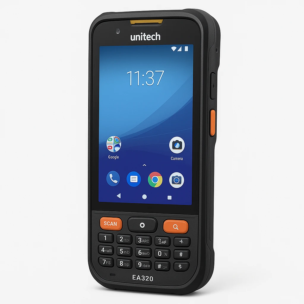 Unitech EA320 - Terminal de recopilación de datos - resistente - Android 9.0 (Pie) - 16 GB - 4" color TFT (480 x 800) - cámara posterior + cámara frontal - lector de código de barras - (Imáge