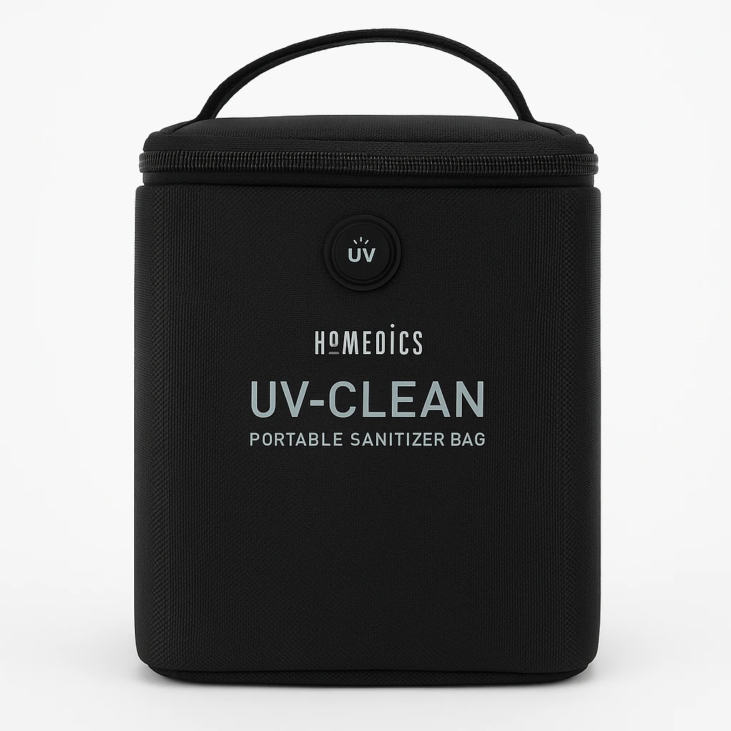 HoMedics UV-CLEAN Portable Sanitizer Bag SAN-B100 - Caja de desinfección por UV para control remoto, teléfono móvil, joyas, llaves, tweezers, brochas de maquillaje - negro
