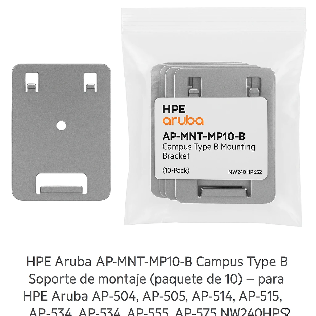 HPE Aruba AP-MNT-MP10-B Campus Type B - Soporte de montaje (paquete de 10) - para HPE Aruba AP-504, AP-505, AP-514, AP-515, AP-534, AP-535, AP-555, AP-575