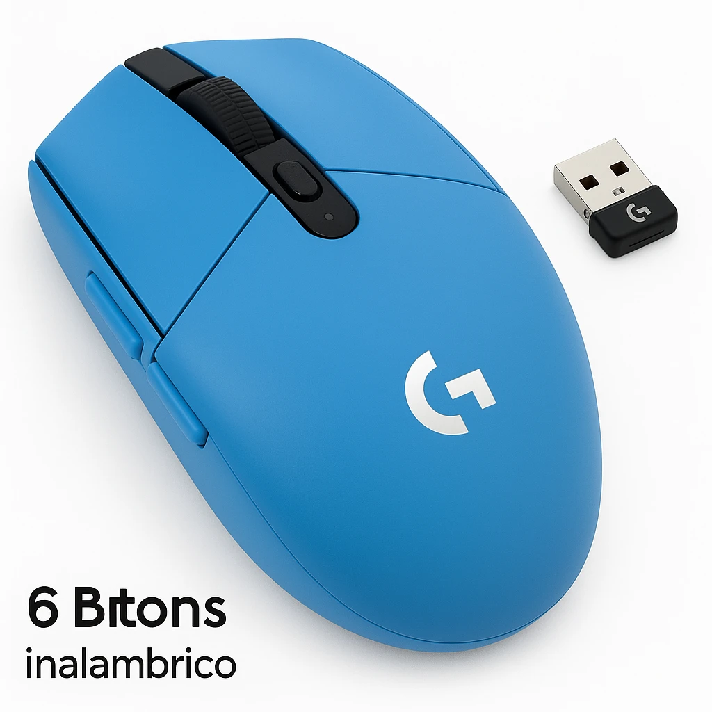 Logitech G G305 - Ratón - óptico - 6 botones - inalámbrico - 2.4 GHz - receptor inalámbrico USB - azul