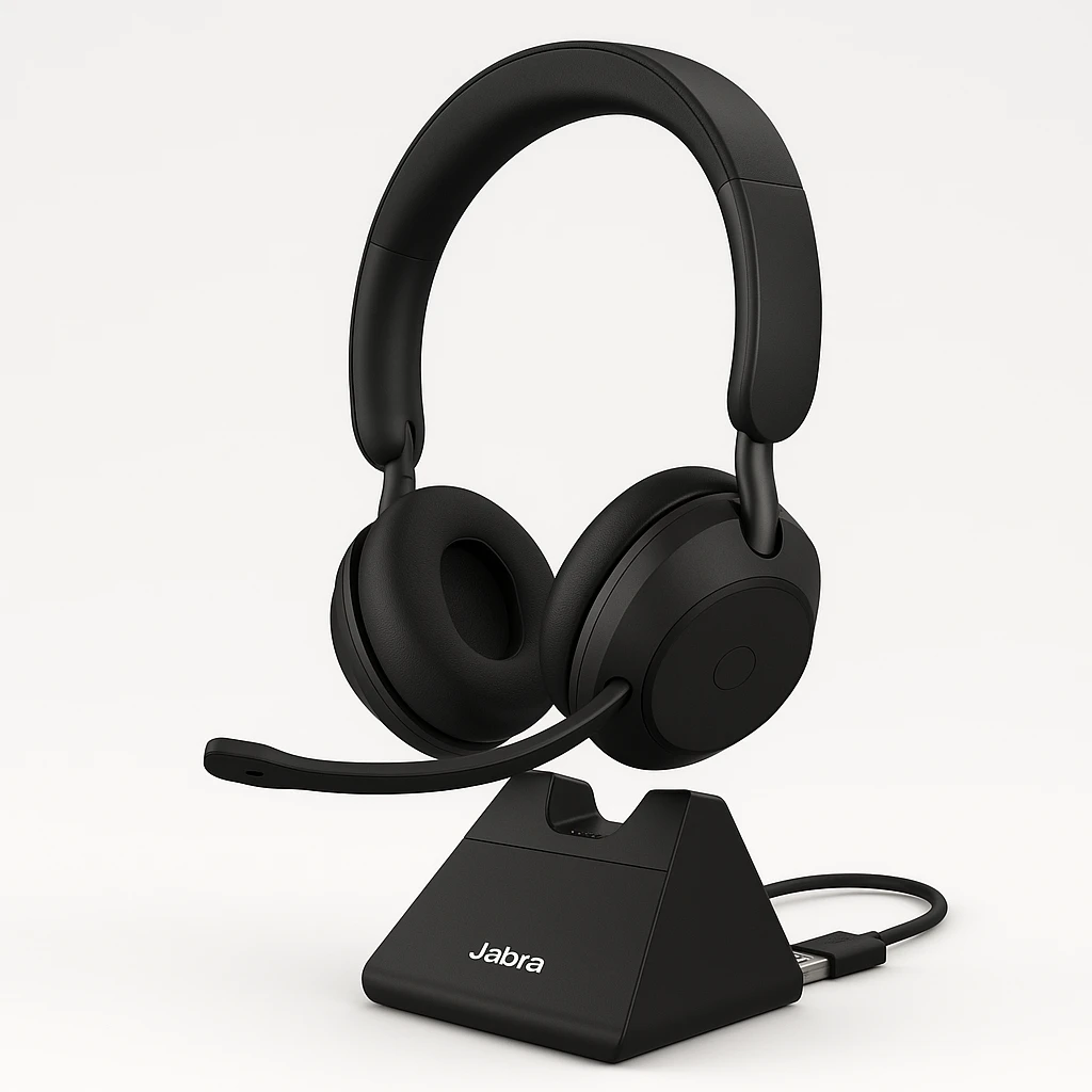 Jabra Evolve2 65 MS Stereo - Auricular - en oreja - Bluetooth - inalámbrico - USB-A - aislamiento de ruido - negro - con base de carga - Certificado para Equipos de Microsoft