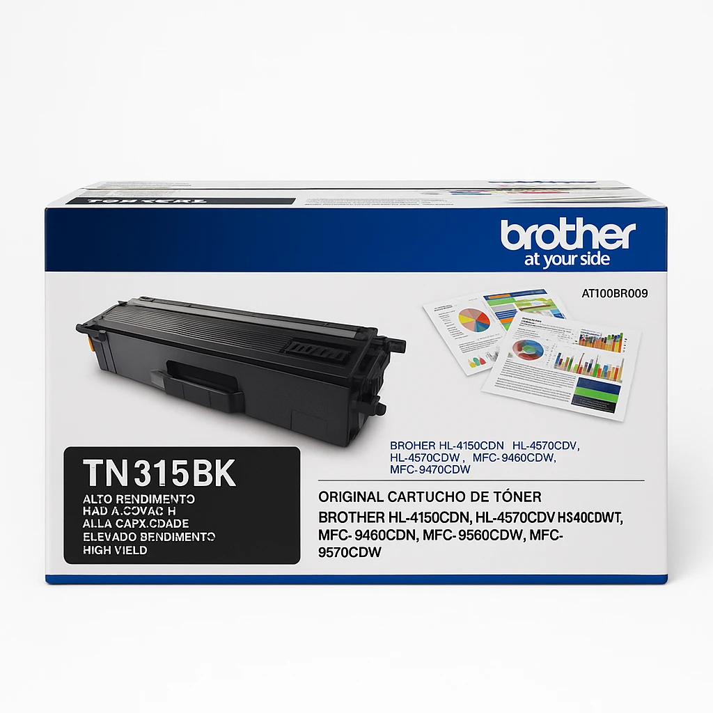 Brother TN315BK - Alto rendimiento - negro - original - cartucho de tóner - para Brother HL-4150CDN, HL-4570CDW, HL-4570CDWT, MFC-9460CDN, MFC-9560CDW, MFC-9970CDW