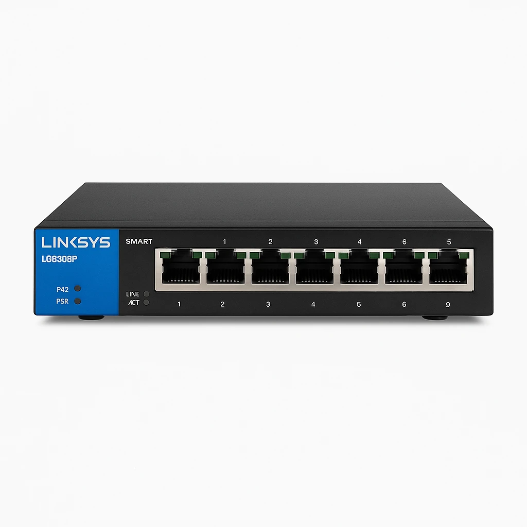Linksys Smart LGS308P - Conmutador  - Gestionado - 8 x 10/100/1000 (PoE+) - sobremesa - PoE+ - ca 100/230 V - 2 años de garantía 