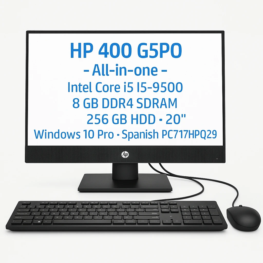 HP 400 G5PO - All-in-one - Intel Core i5 I5-9500 - 8 GB DDR4 SDRAM - 256 GB HDD - 20" - Windows 10 Pro - Spanish