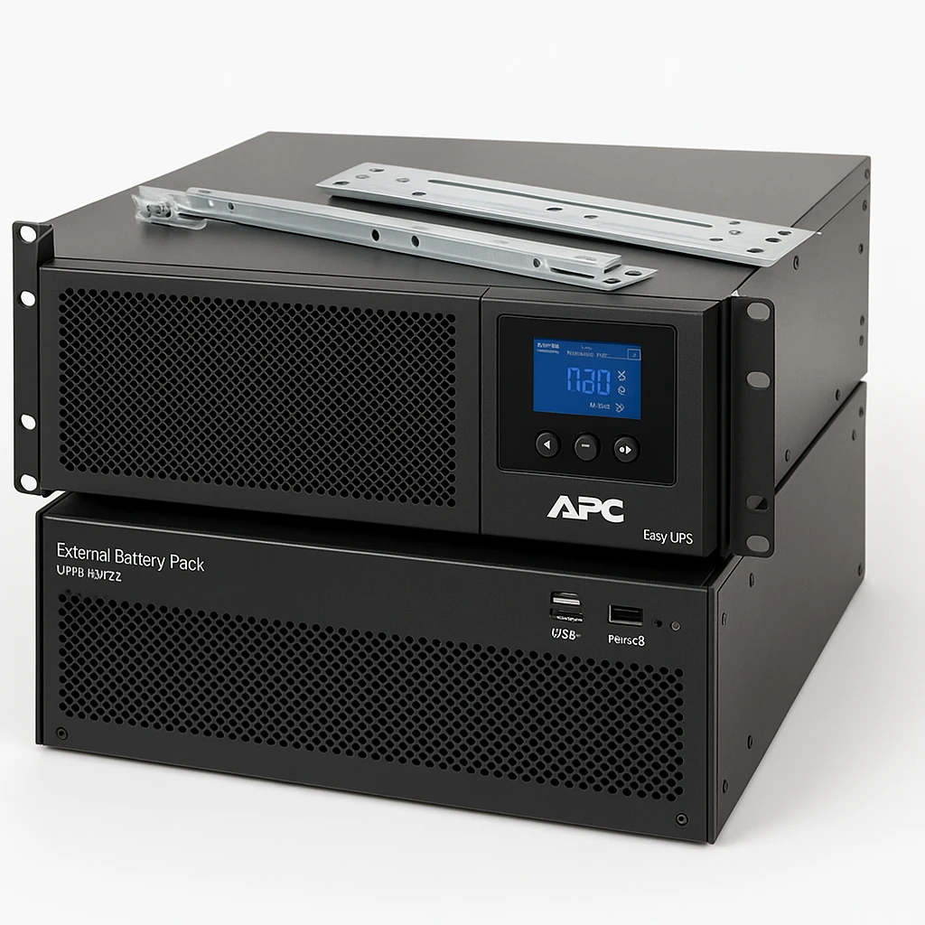 APC Easy UPS SRV SRV10KRIRK - UPS (montaje en bastidor) - CA 220/230/240 V - 10000 vatios - 10000 VA - USB, RS-232 - con Rail Kit, External Battery Pack