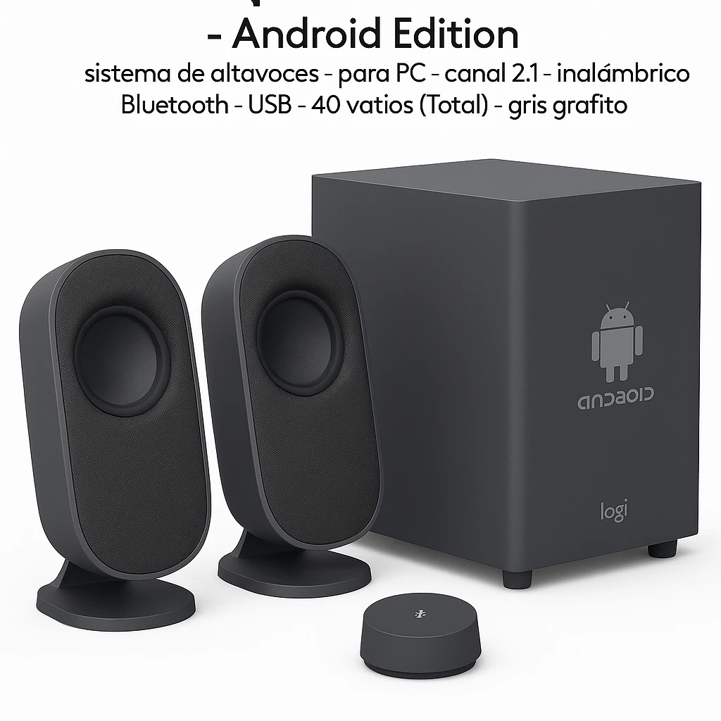 Logitech Z407 - Android Edition - sistema de altavoces - para PC - canal 2.1 - inalámbrico - Bluetooth - USB - 40 vatios (Total) - gris grafito