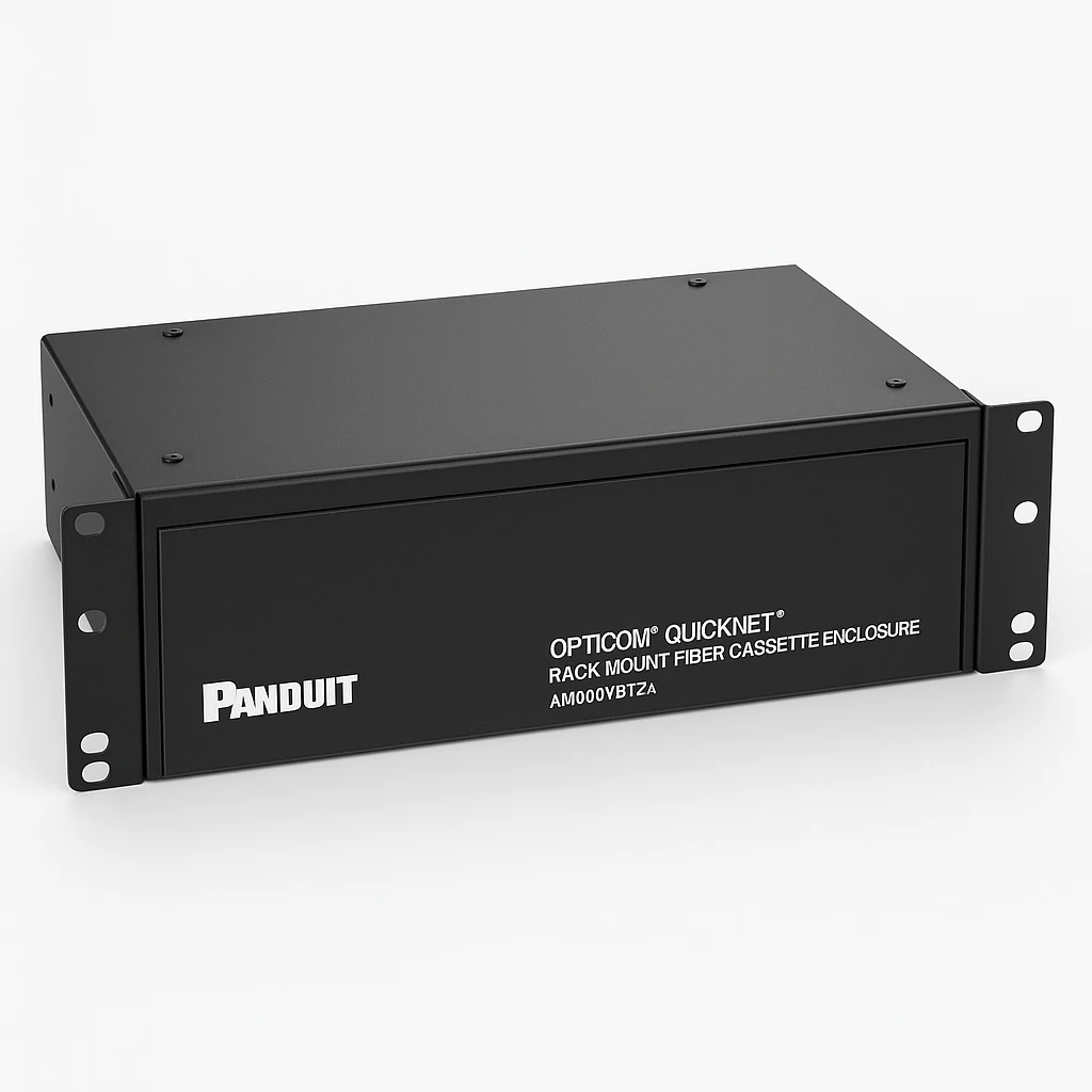 Panduit Opticom QuickNet Rack Mount Fiber Cassette Enclosure - Cubierta del tablero de conexiones - negro - 1U - 19"