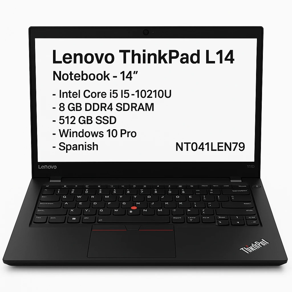 Lenovo ThinkPad L14 - Notebook - 14" - Intel Core i5 I5-10210U - 8 GB DDR4 SDRAM - 512 GB SSD - Windows 10 Pro - Spanish
