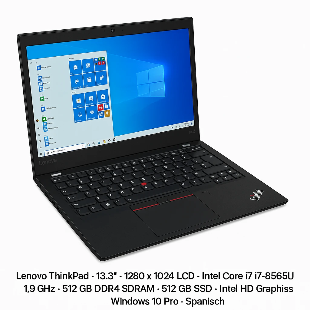 Lenovo ThinkPad - Notebook - 13.3" - 1280 x 1024 LCD - Intel Core i7 I7-8565U / 1.9 GHz - 16 GB DDR4 SDRAM - 512 GB SSD - Intel HD Graphics - Windows 10 Pro - Black - Spanish - 3-year warrant