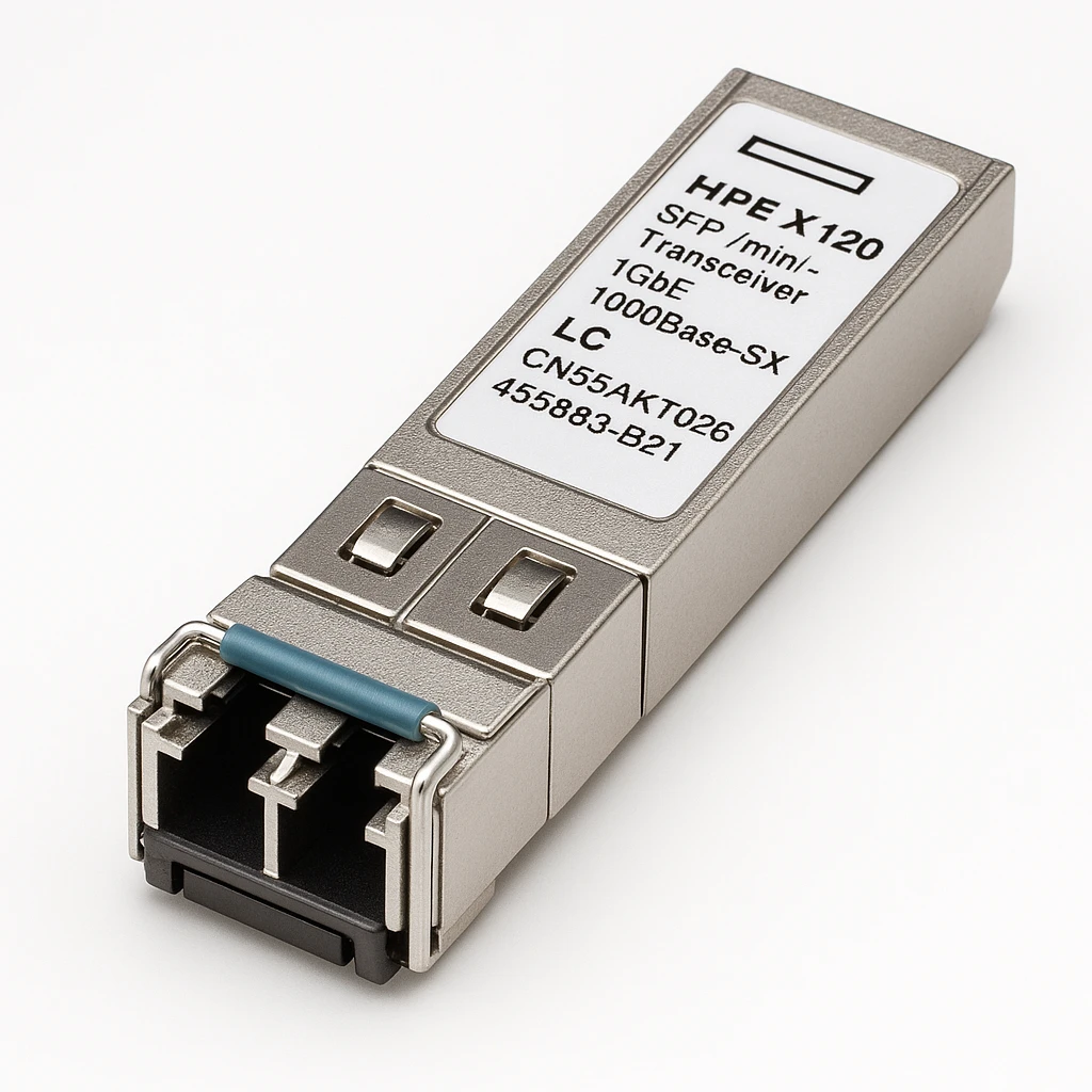 HPE X120 - Módulo de transceptor SFP (mini-GBIC) - 1GbE - 1000Base-SX - LC - para HPE 3100, 36XX, 4200, 4500, 5120, 58XX, WX5002; FlexFabric 12902; FlexNetwork MSR3048