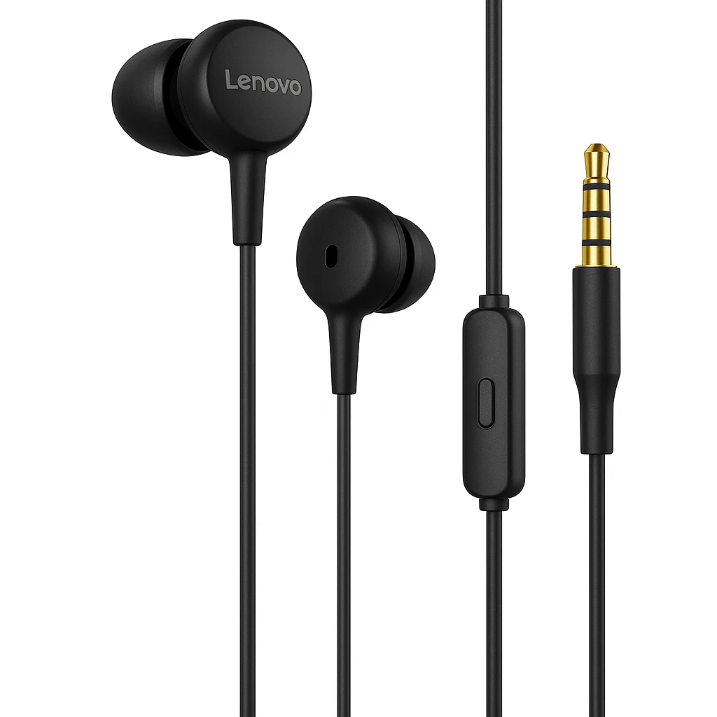 Lenovo 100 - Auriculares internos con micro - en oreja - cableado - conector de 3,5 mm - negro
