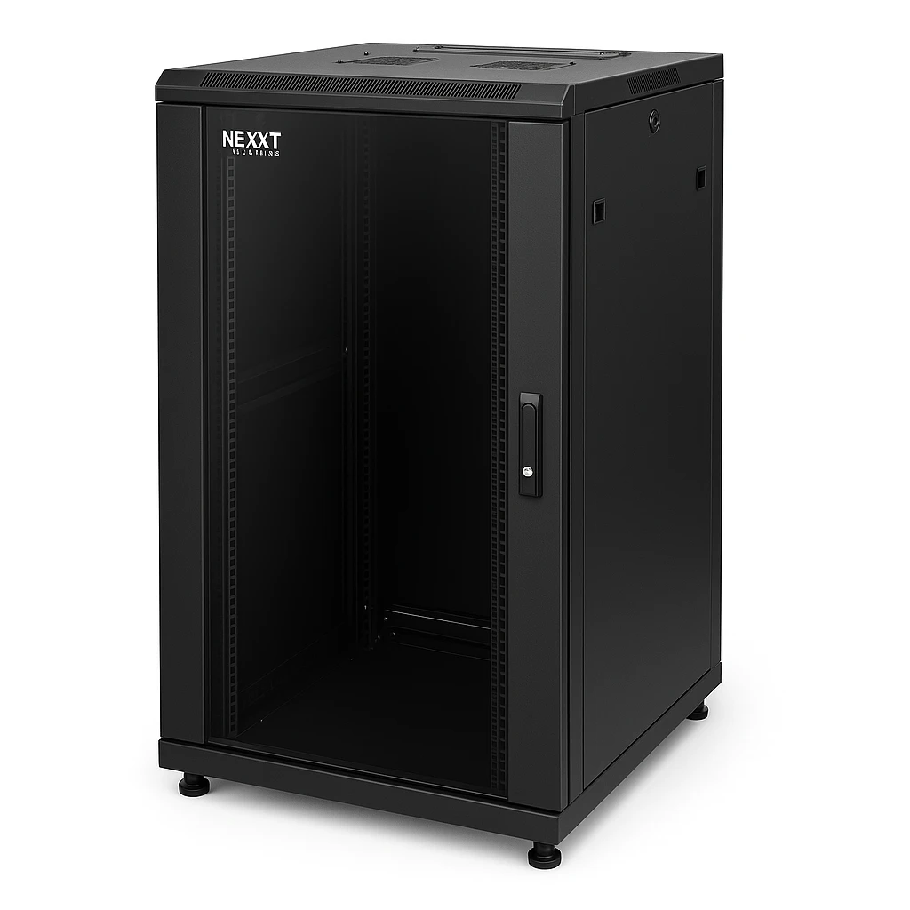 Nexxt Solutions - Rack armario - instalable en el suelo - RAL 9005, negro barniz - 27U - 19"