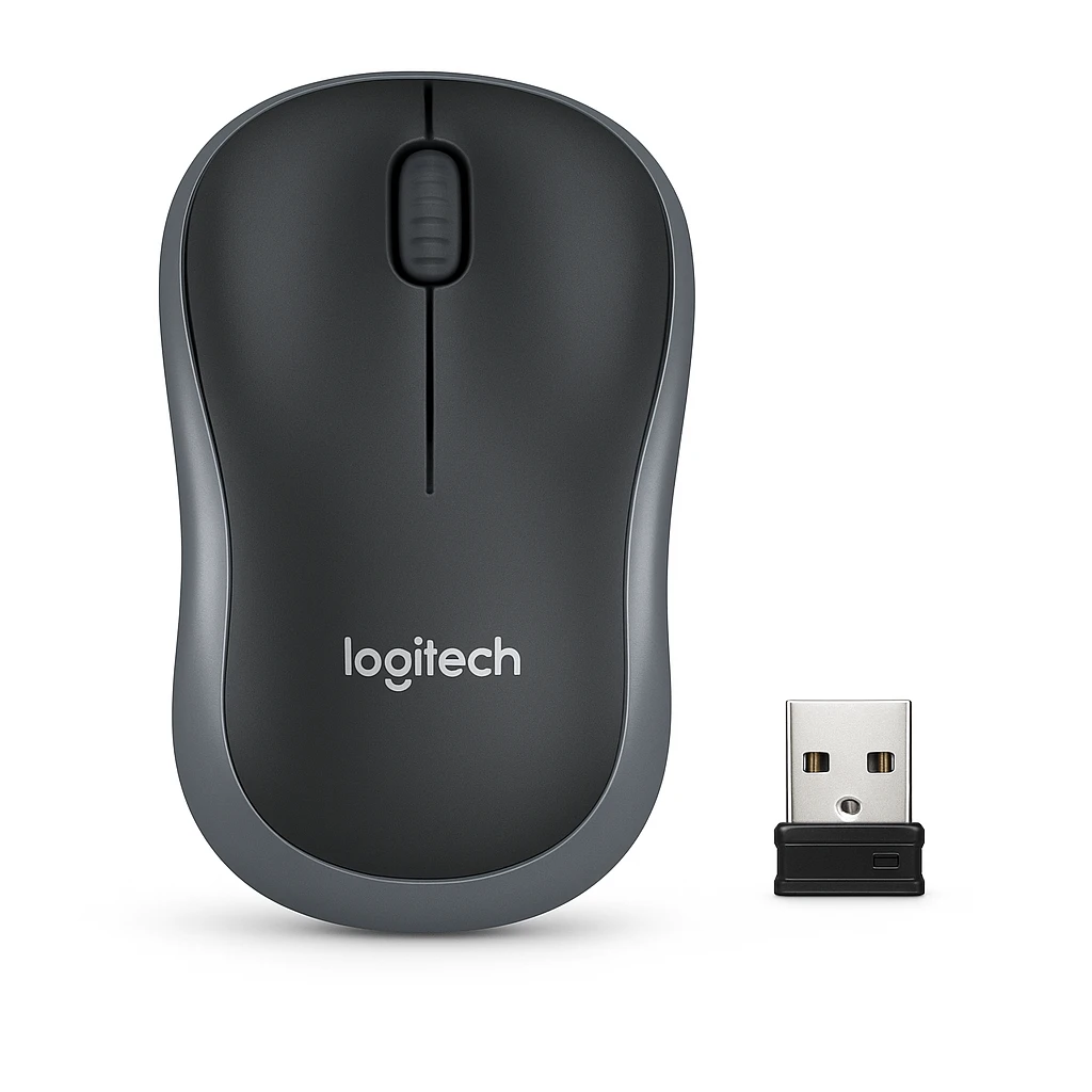 Logitech M185 - Ratón - óptico - 3 botones - inalámbrico - 2.4 GHz - receptor inalámbrico USB - gris vencejo