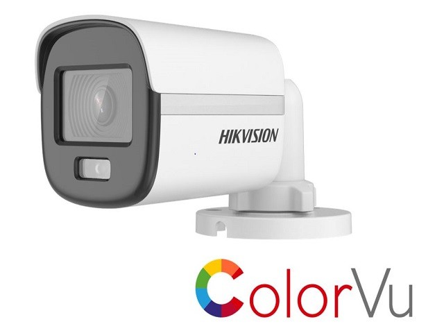 Hikvision Turbo HD with ColorVu DS-2CE10DF0T-PF - Cámara de videovigilancia - bala - resistente al polvo/resistente al agua - color (Día y noche) - 2 MP - 1080p - montaje M12 - focal fijado -