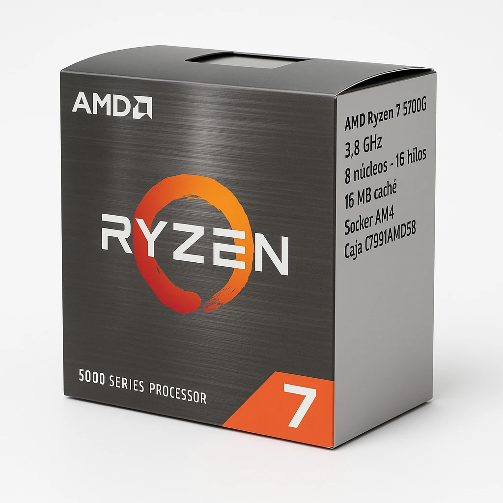AMD Ryzen 7 5700G - 3.8 GHz - 8 núcleos - 16 hilos - 16 MB caché - Socket AM4 - Caja