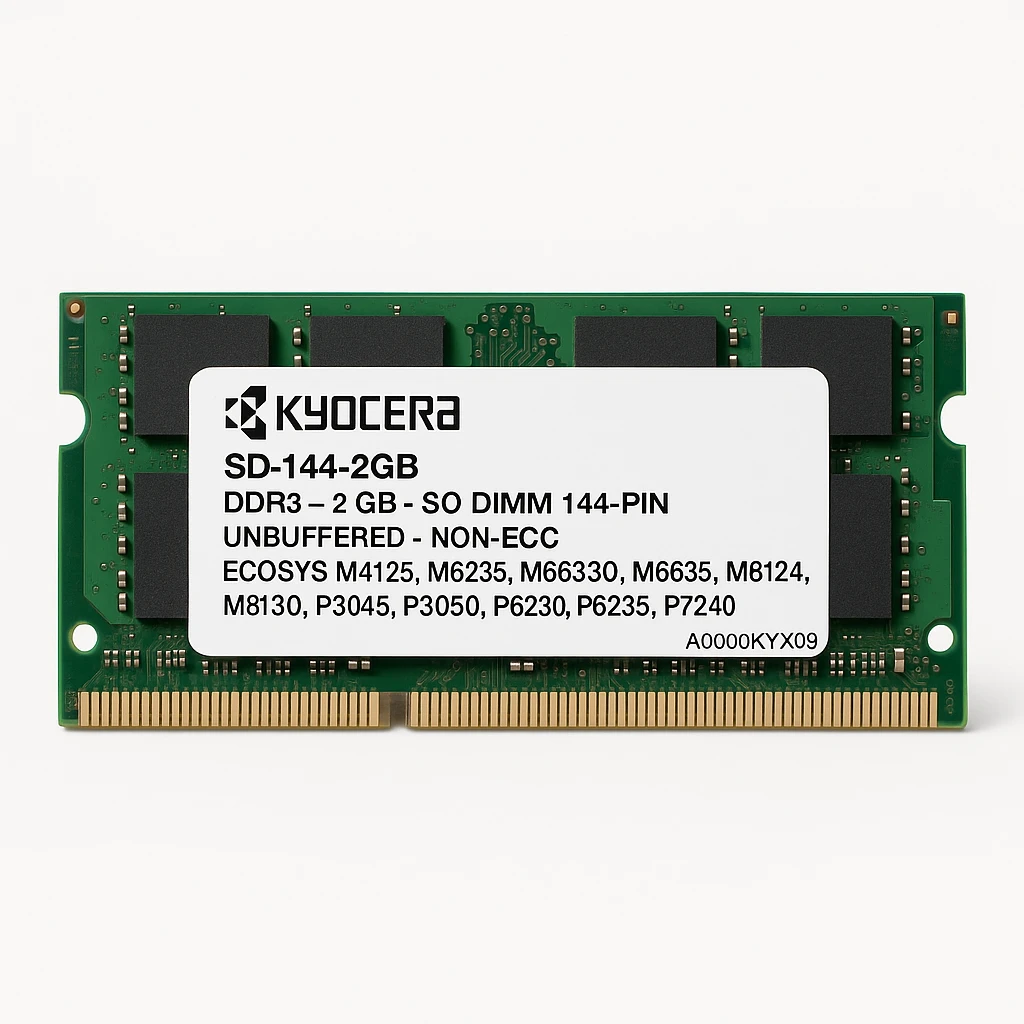 Kyocera SD-144-2GB - DDR3 - módulo - 2 GB - SO DIMM 144-PIN - sin búfer - no ECC - para ECOSYS M4125, M4132, M6235, M6630, M6635, M8124, M8130, P3045, P3050, P6230, P6235, P7240
