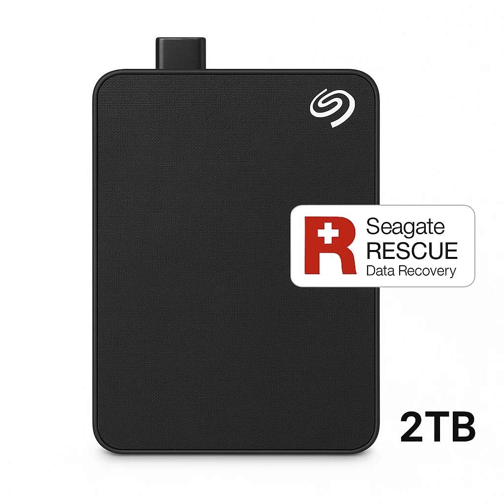 Seagate One Touch SSD STKG2000400 - SSD - 2 TB - externo (portátil) - USB 3.0 (USB-C conector) - negro - con Seagate Rescue Data Recovery