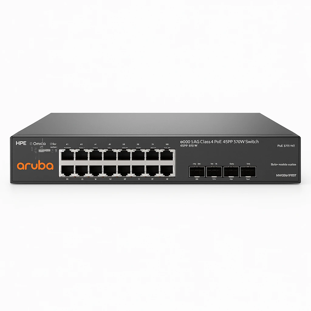 HPE Aruba 6000 24G Class4 PoE 4SFP 370W Switch - Conmutador - Gestionado - 24 x 10/100/1000 (PoE+) + 4 x Gigabit SFP - flujo de aire de lado a lado - montaje en rack - PoE (370 W)