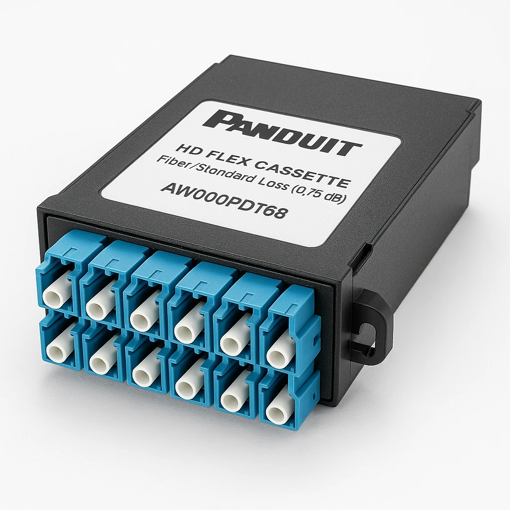 Panduit HD Flex Cassette, Fiber/Standart Loss (0.75 dB) - Cassette de fibra óptica pre-terminado - LC SM X 12 - azul